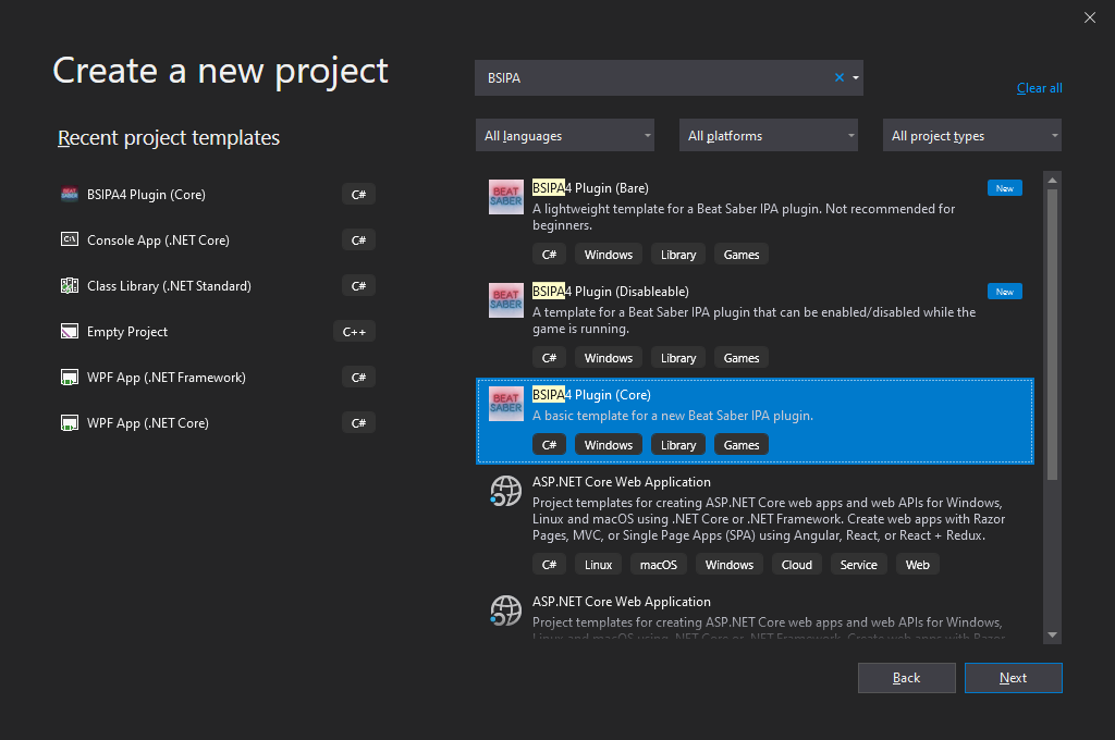VS Modding Template Select